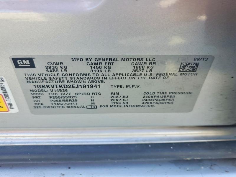 57179256 :رقم المزاد ، 1GKKVTKD2EJ191941 vin ، 2014 Gmc Acadia مزاد بيع