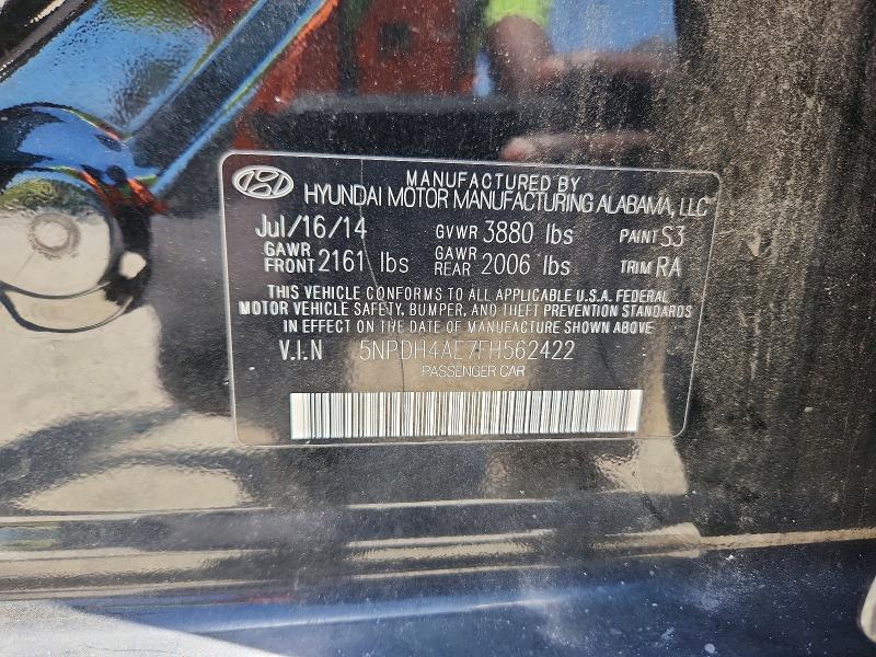 Aukcja sprzedaży 2015 Hyundai Elantra, vin: 5NPDH4AE7FH562422, numer aukcji: 55856116