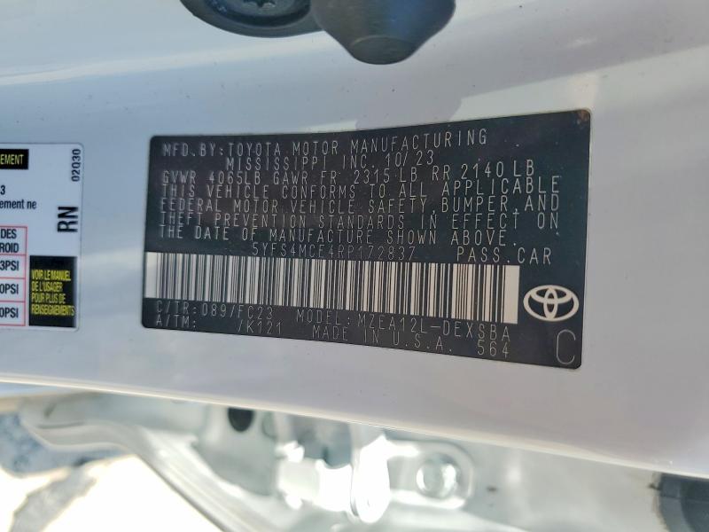 56834146 :رقم المزاد ، 5YFS4MCE4RP172837 vin ، 2024 Toyota Corolla مزاد بيع