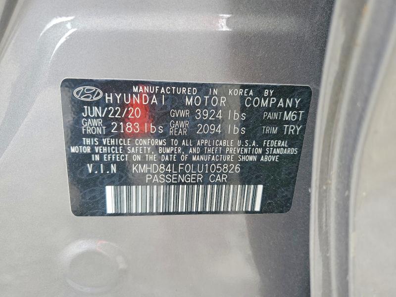 2020 Hyundai Elantra მანქანა იყიდება აუქციონზე, vin: KMHD84LF0LU105826, აუქციონის ნომერი: 58961226