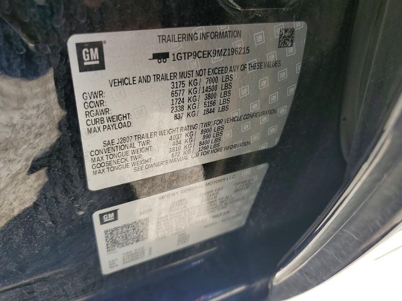 2021 Gmc Sierra მანქანა იყიდება აუქციონზე, vin: 1GTP9CEK9MZ196215, აუქციონის ნომერი: 55401606