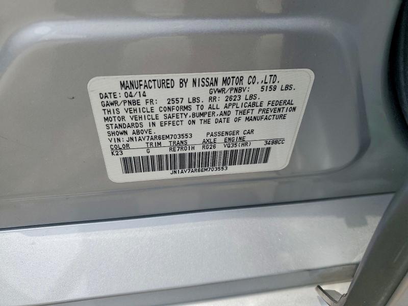 Продажа на аукционе авто 2014 Infiniti Q50 Hybrid, vin: JN1AV7AR6EM703553, номер лота: 57607836