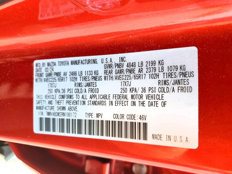 Aukcja sprzedaży 2024 Mazda Cx-50, vin: 7MMVABDM2RN198172, numer aukcji: 58757106