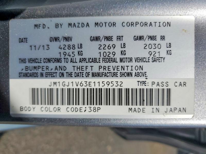 56541126 :رقم المزاد ، JM1GJ1V63E1159532 vin ، 2014 Mazda 6 مزاد بيع