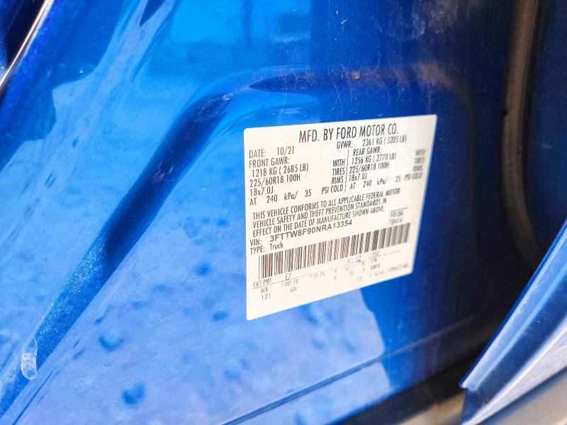 Продажа на аукционе авто 2022 Ford Maverick, vin: 3FTTW8F90NRA13354, номер лота: 56646816
