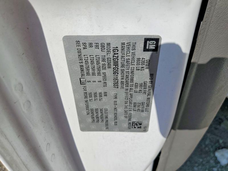 57347056 :رقم المزاد ، 1GAZGMFG5G1167837 vin ، 2016 Chevrolet Express G3500 مزاد بيع