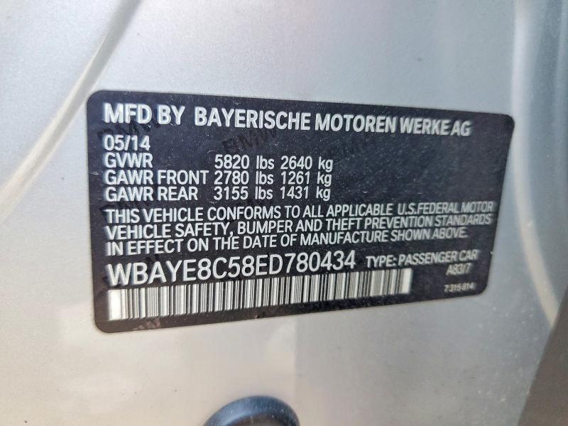 56766146 :رقم المزاد ، WBAYE8C58ED780434 vin ، 2014 Bmw 750 مزاد بيع