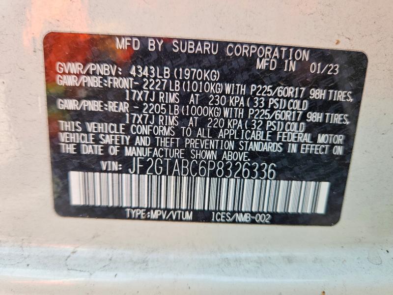 Продажа на аукционе авто 2023 Subaru Crosstrek, vin: JF2GTABC6P8326336, номер лота: 56480926