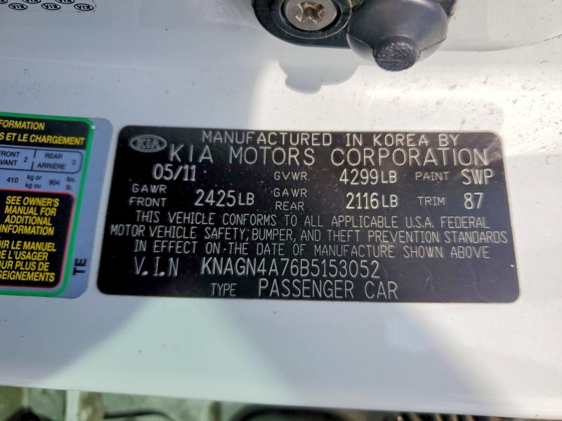 58622446 :رقم المزاد ، KNAGN4A76B5153052 vin ، 2011 Kia Optima مزاد بيع