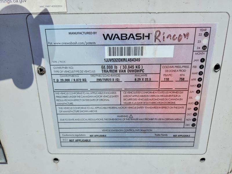Продаж на аукціоні авто 2024 Wabash 53, vin: 1JJV532DXRL484349, номер лоту: 55914786