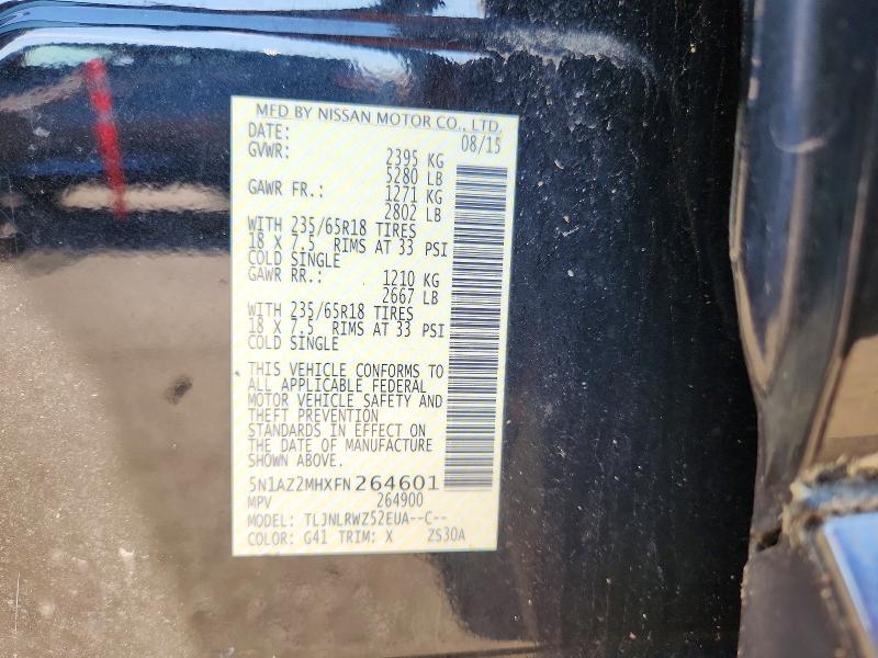 Aukcja sprzedaży 2015 Nissan Murano, vin: 5N1AZ2MHXFN264601, numer aukcji: 57011356