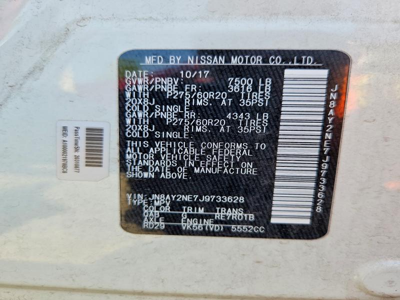 57388526 :رقم المزاد ، JN8AY2NE7J9733628 vin ، 2018 Nissan Armada مزاد بيع