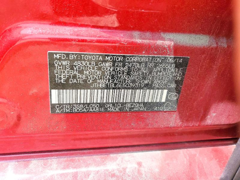 58008906 :رقم المزاد ، JTHBE1BL6E5039319 vin ، 2014 Lexus Gs مزاد بيع