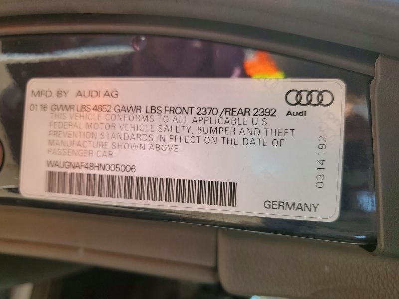 Aukcja sprzedaży 2017 Audi A4, vin: WAUGNAF48HN005006, numer aukcji: 57597656