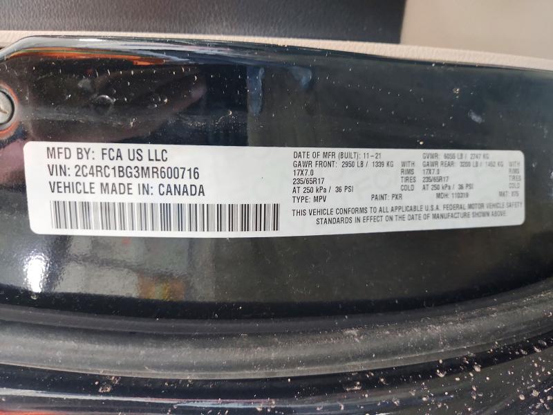 54623956 :رقم المزاد ، 2C4RC1BG3MR600716 vin ، 2021 Chrysler Pacifica مزاد بيع