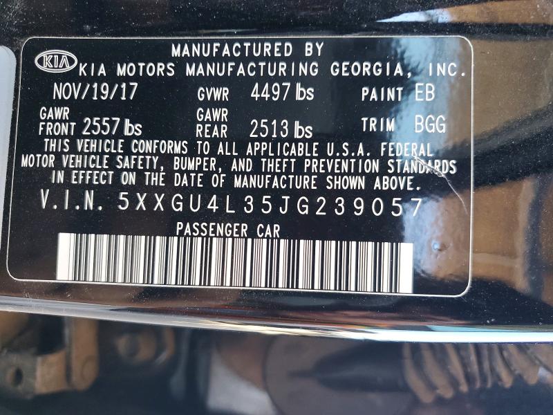 Продажа на аукционе авто 2018 Kia Optima, vin: 5XXGU4L35JG239057, номер лота: 58840726