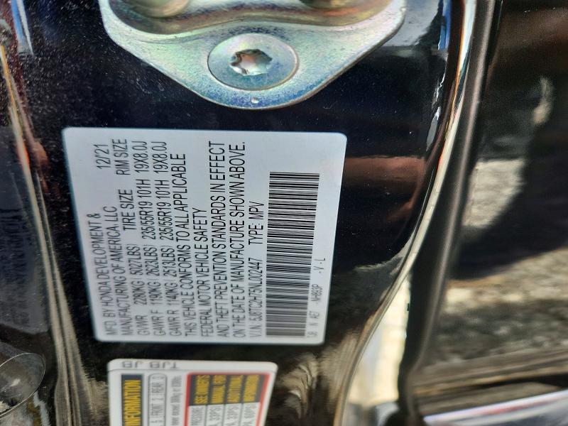 57337606 :رقم المزاد ، 5J8TC2H75NL002447 vin ، 2022 Acura Rdx مزاد بيع