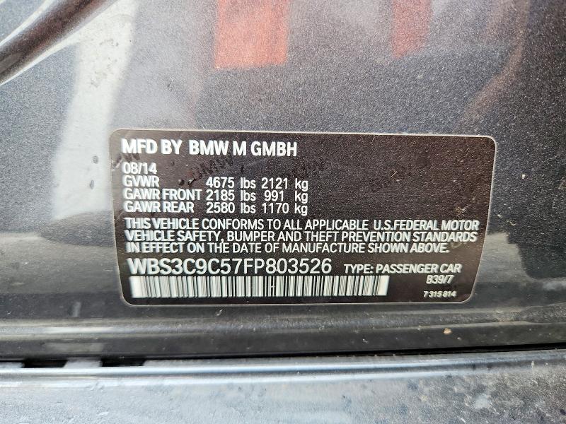 56311756 :رقم المزاد ، WBS3C9C57FP803526 vin ، 2015 Bmw M3 مزاد بيع
