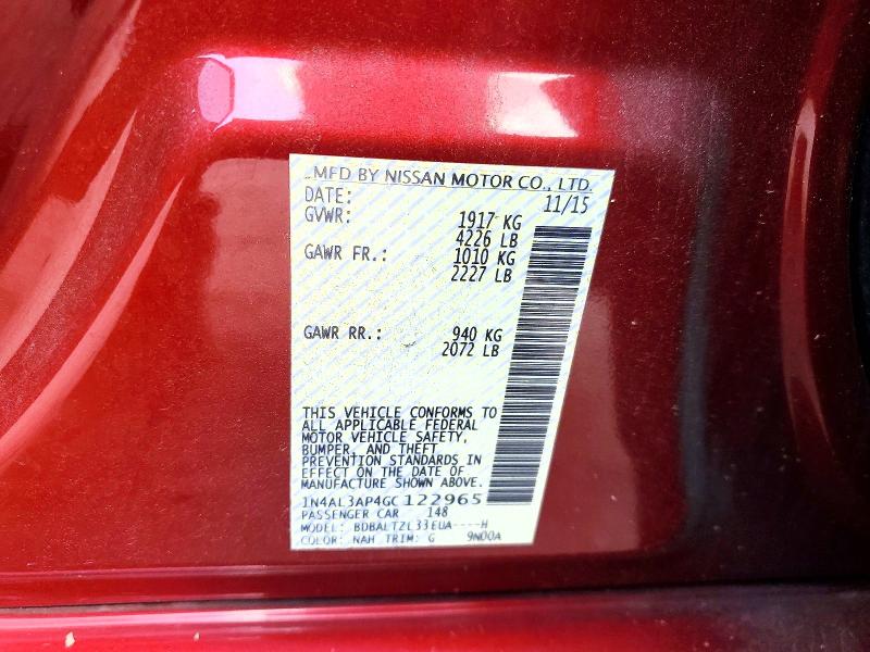 Aukcja sprzedaży 2016 Nissan Altima, vin: 1N4AL3AP4GC122965, numer aukcji: 56673516