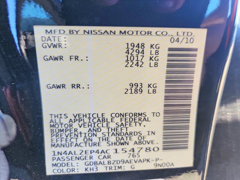 Aukcja sprzedaży 2010 Nissan Altima, vin: 1N4AL2EP4AC154780, numer aukcji: 56265496