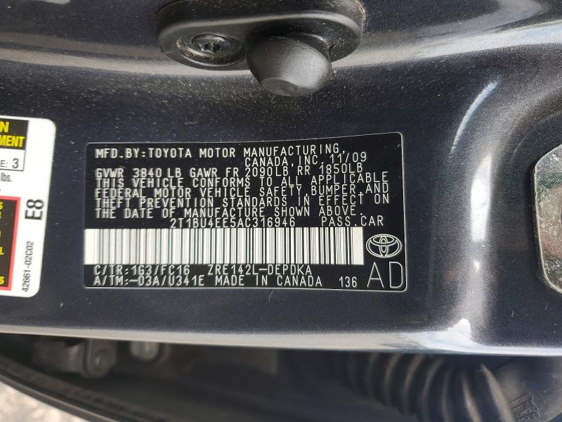 Продажа на аукционе авто 2010 Toyota Corolla, vin: 2T1BU4EE5AC316946, номер лота: 56291426