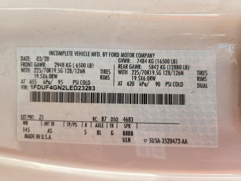62546936 :رقم المزاد ، 1FDUF4GN2LED23283 vin ، 2020 Ford F450 مزاد بيع