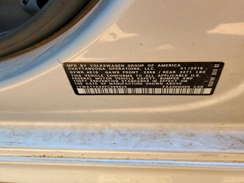 55574326 :رقم المزاد ، 1VWAT7A3XFC066623 vin ، 2015 Volkswagen Passat مزاد بيع