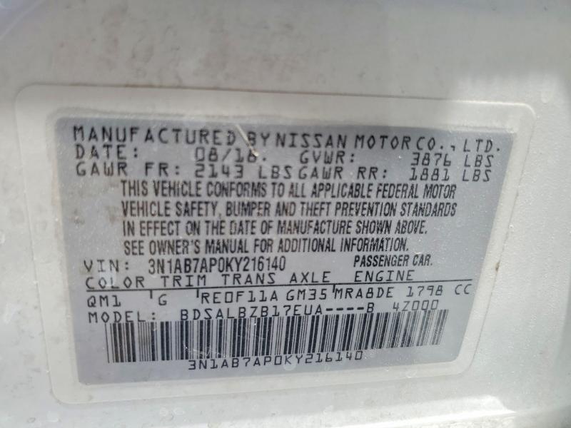 Aukcja sprzedaży 2019 Nissan Sentra, vin: 3N1AB7AP0KY216140, numer aukcji: 58308466