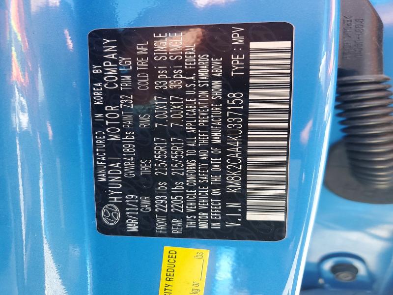 Auction sale of the 2019 Hyundai Kona, vin: KM8K2CAA4KU337158, lot number: 57826236