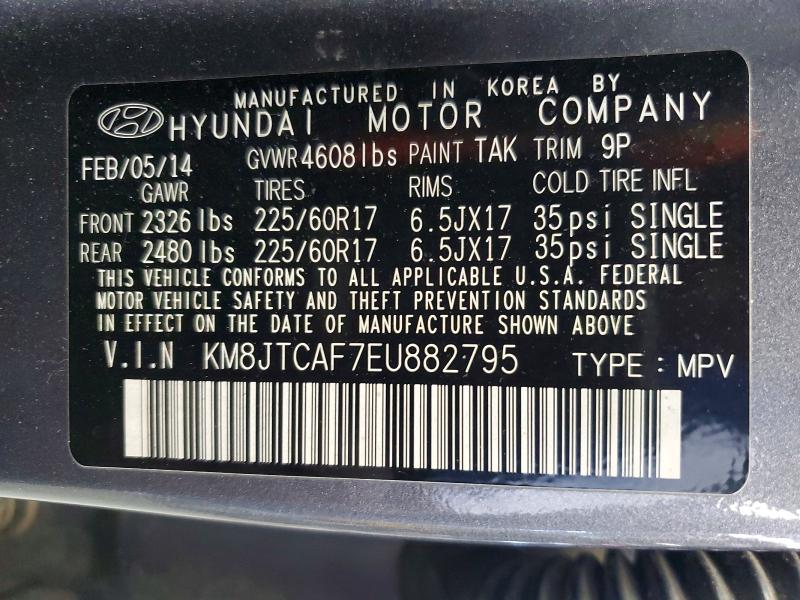 Продаж на аукціоні авто 2014 Hyundai Tucson, vin: KM8JTCAF7EU882795, номер лоту: 58057566