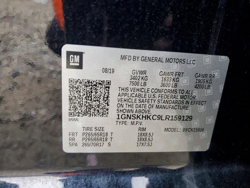 Продажа на аукционе авто 2020 Chevrolet Suburban, vin: 1GNSKHKC9LR159129, номер лота: 55372376