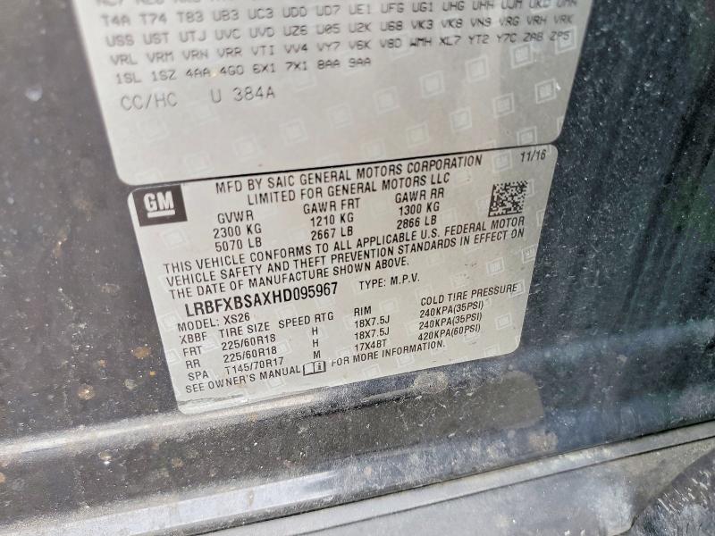 Продажа на аукционе авто 2017 Buick Envision, vin: LRBFXBSAXHD095967, номер лота: 56253126