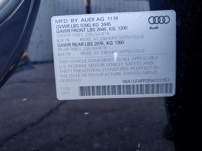 Aukcja sprzedaży 2015 Audi Q5, vin: WA1LFAFP2FA072157, numer aukcji: 55743166