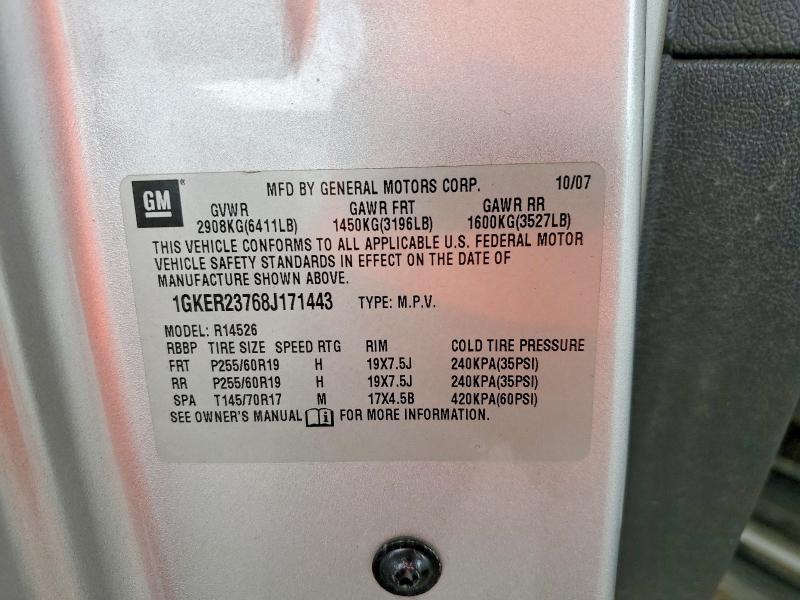 Продаж на аукціоні авто 2008 Gmc Acadia, vin: 1GKER23768J171443, номер лоту: 59549216