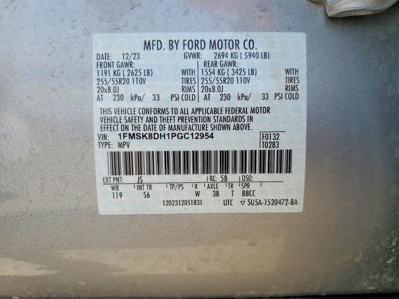 Aukcja sprzedaży 2023 Ford Explorer, vin: 1FMSK8DH1PGC12954, numer aukcji: 55518396