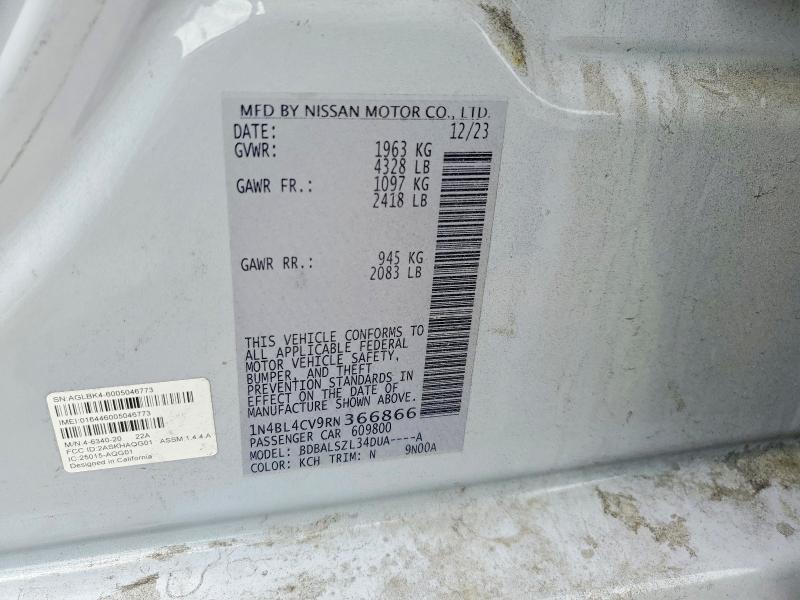 2024 Nissan Altima მანქანა იყიდება აუქციონზე, vin: 1N4BL4CV9RN366866, აუქციონის ნომერი: 56278776