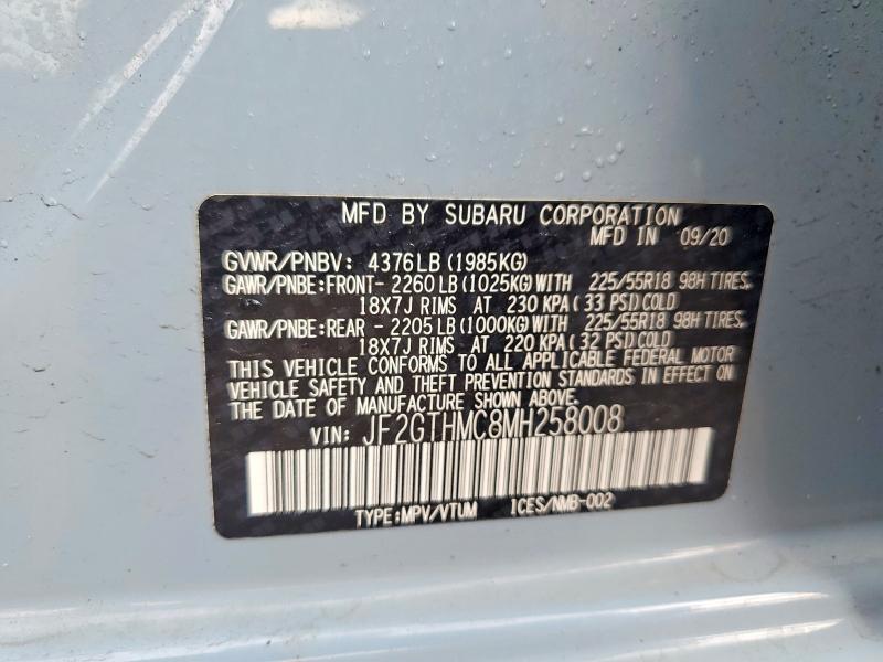 Продажа на аукционе авто 2021 Subaru Crosstrek, vin: JF2GTHMC8MH258008, номер лота: 56751306