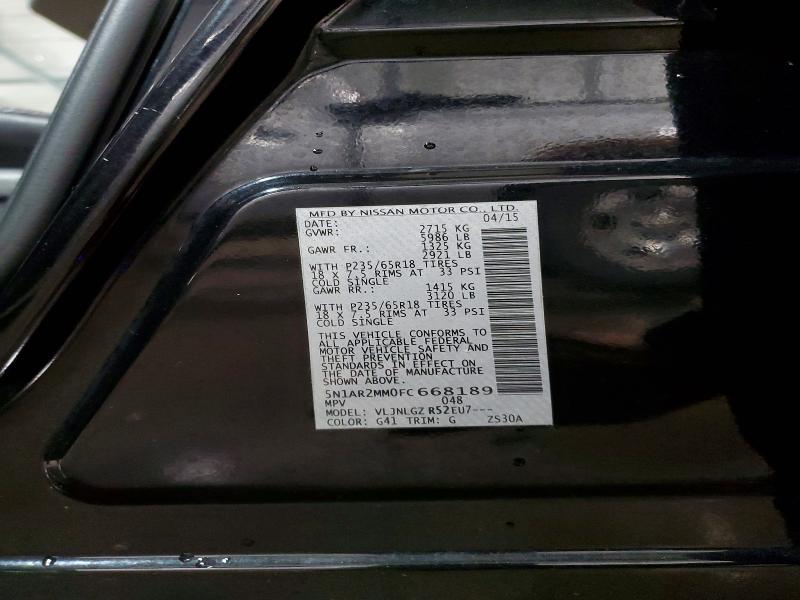 Продажа на аукционе авто 2015 Nissan Pathfinder, vin: 5N1AR2MM0FC668189, номер лота: 56700146