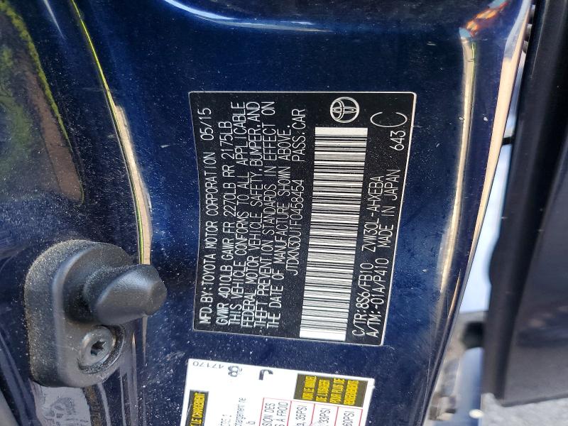 57597966 :رقم المزاد ، JTDKN3DU1F0458454 vin ، 2015 Toyota Prius مزاد بيع