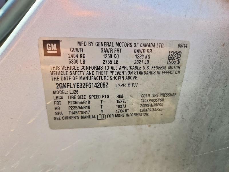Продаж на аукціоні авто 2015 Gmc Terrain, vin: 2GKFLYE32F6142082, номер лоту: 58245856