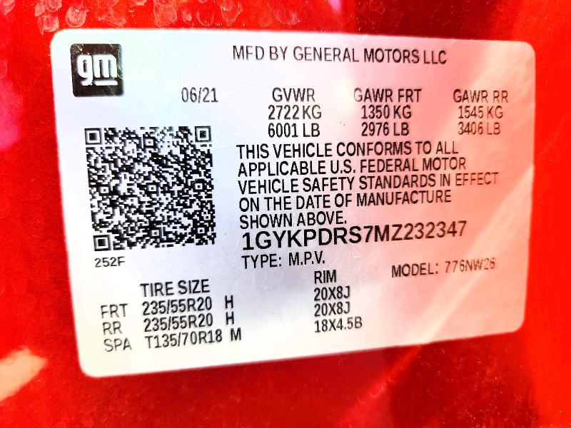 Продаж на аукціоні авто 2021 Cadillac Xt6, vin: 1GYKPDRS7MZ232347, номер лоту: 52801786
