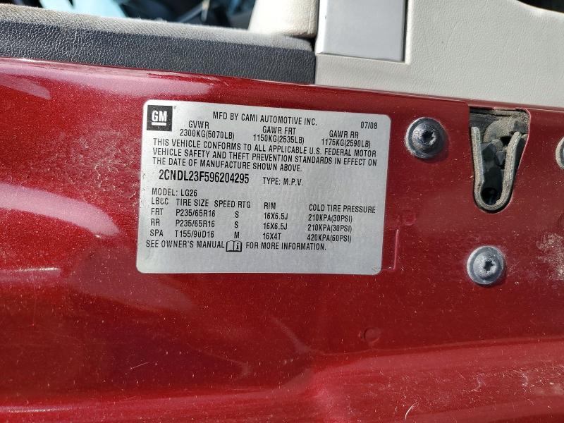 Продаж на аукціоні авто 2009 Chevrolet Equinox, vin: 2CNDL23F596204295, номер лоту: 58041626
