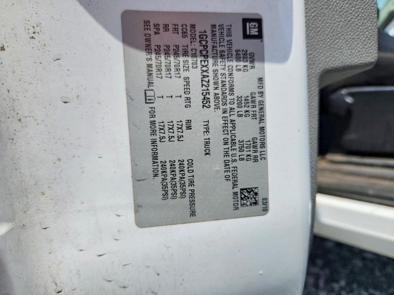 55313406 :رقم المزاد ، 1GCPCPEXXAZ215452 vin ، 2010 Chevrolet Silverado مزاد بيع