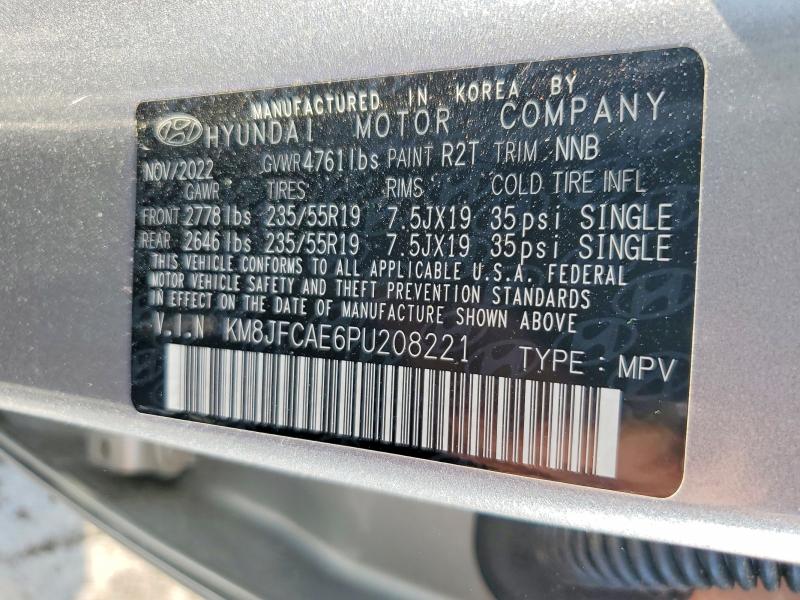 58899086 :رقم المزاد ، KM8JFCAE6PU208221 vin ، 2023 Hyundai Tucson مزاد بيع