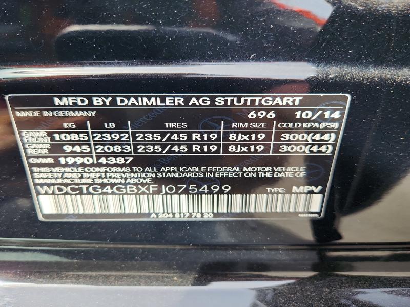 Auction sale of the 2015 Mercedes-benz Gla, vin: WDCTG4GBXFJ075499, lot number: 56682016