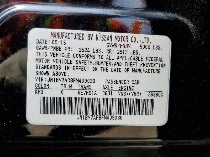 Aukcja sprzedaży 2015 Infiniti Q50, vin: JN1BV7AR8FM409030, numer aukcji: 55981736