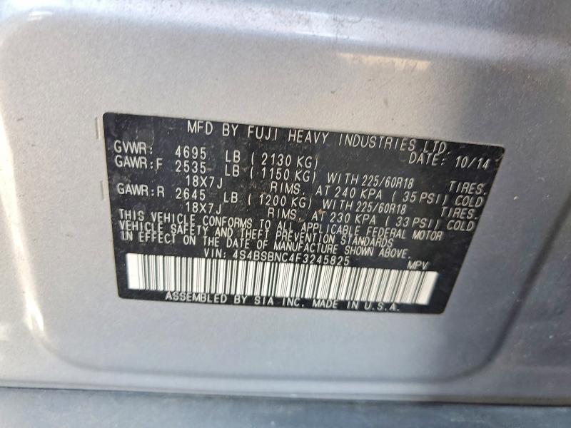 2015 Subaru Outback მანქანა იყიდება აუქციონზე, vin: 4S4BSBNC4F3245825, აუქციონის ნომერი: 58849316
