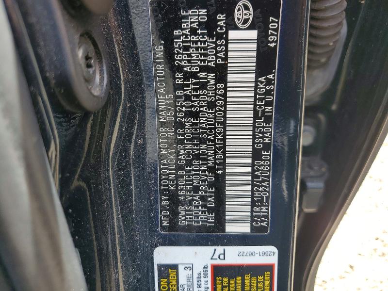 Продаж на аукціоні авто 2015 Toyota Camry, vin: 4T1BK1FK9FU029768, номер лоту: 57779476