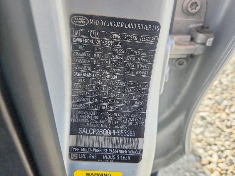55808106 :رقم المزاد ، SALCP2BG0HH653285 vin ، 2017 Land Rover Discovery Sport مزاد بيع