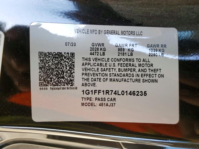 Aukcja sprzedaży 2020 Chevrolet Camaro, vin: 1G1FF1R74L0146235, numer aukcji: 58131706